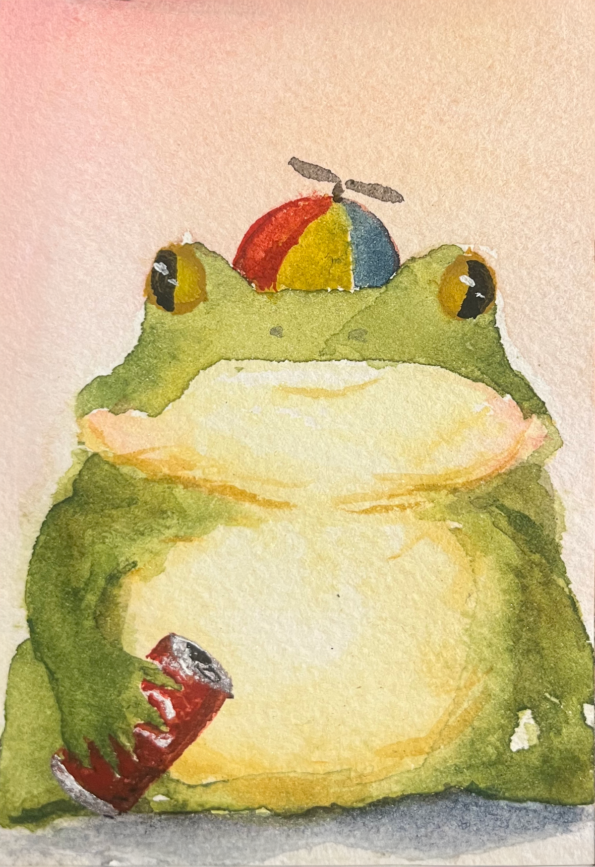 Young Whippersnapper Frog Watercolor Painting Print