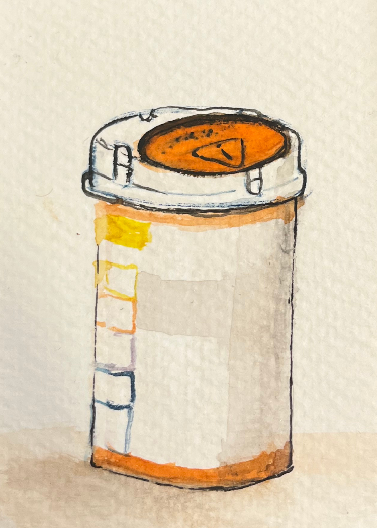 Happy Pills Medication Bottle Watercolor Illustration Print