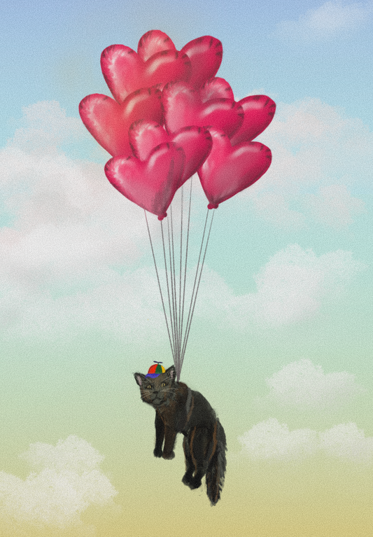"Fly, ChiChi!" Sky-High Cat Print