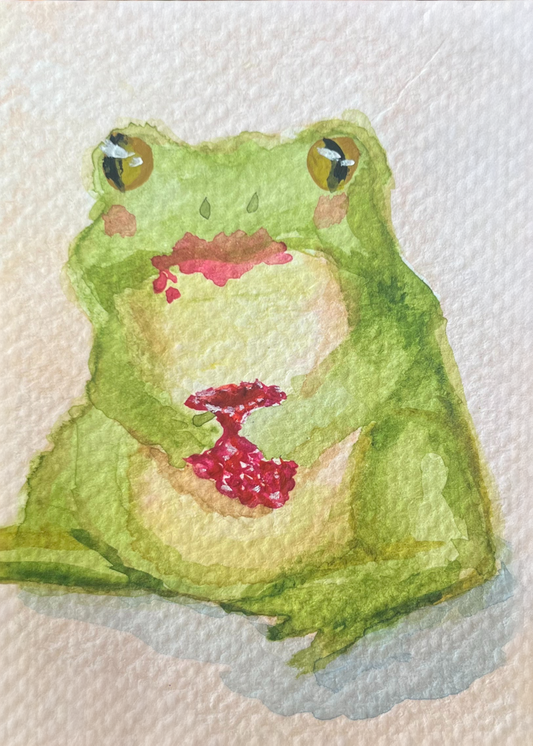 The Original Raspberry Frog Watercolor Painting Print