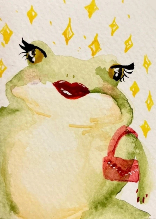"Who... me?" Baddie Frog Watercolor Painting Print